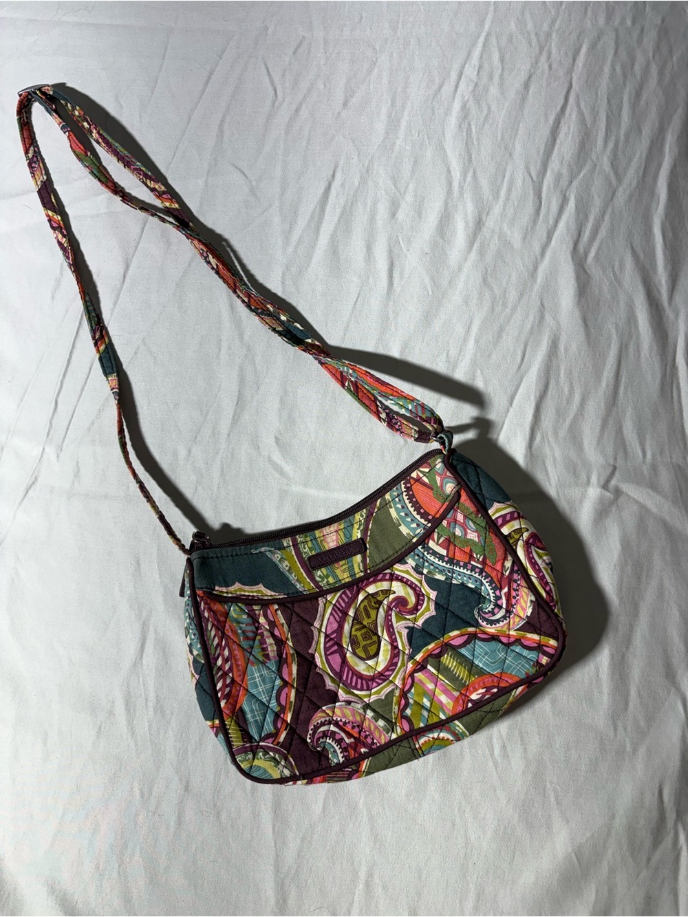 Vera Bradley Paisley Quilted Crossbody in Green, Pink, Teal